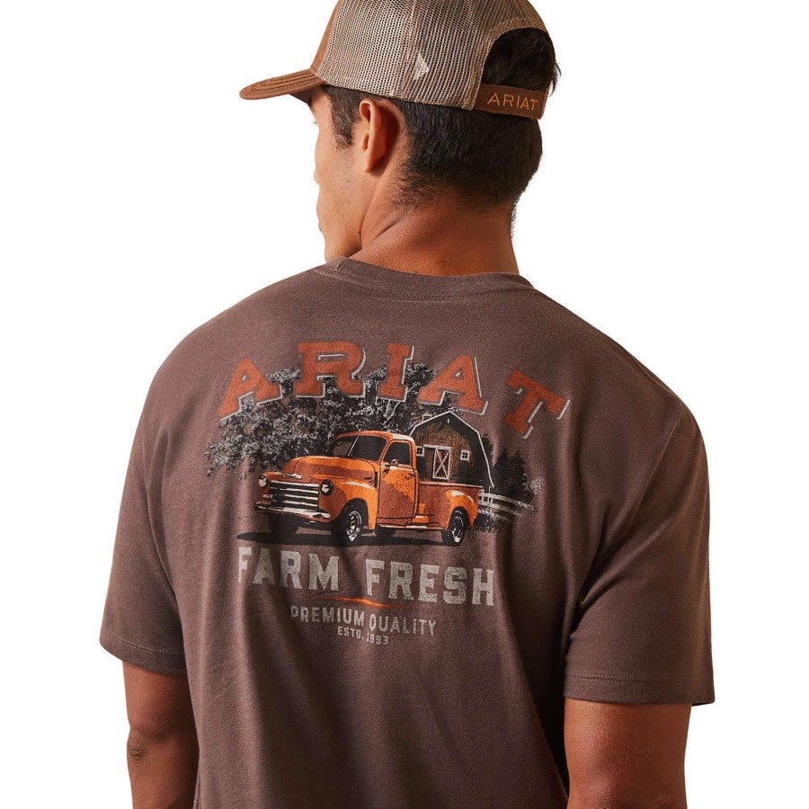 Men * | Ariat Farm Truck T-Shirt Brown Heather