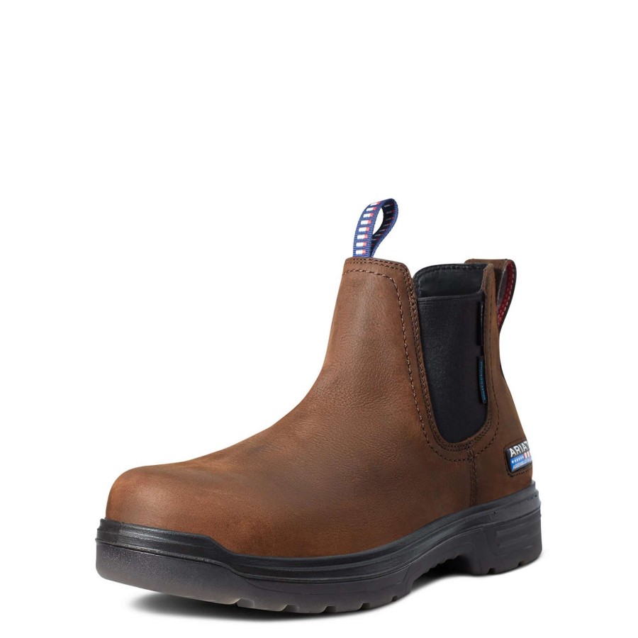 Footwear * | Ariat Turbo Chelsea Carbon-Toe Work Boot Barley Brown