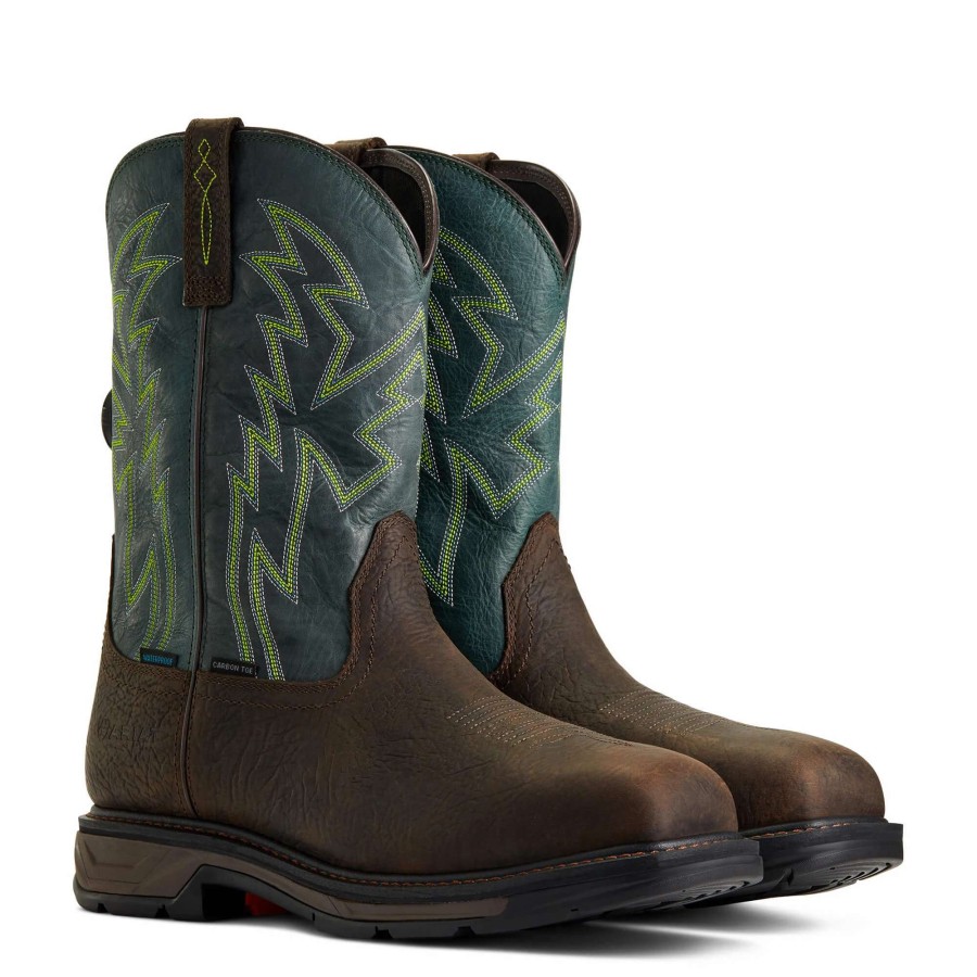 Footwear * | Ariat Workhog Xt Boa Waterproof Carbon Toe Work Boot Bruin Brown