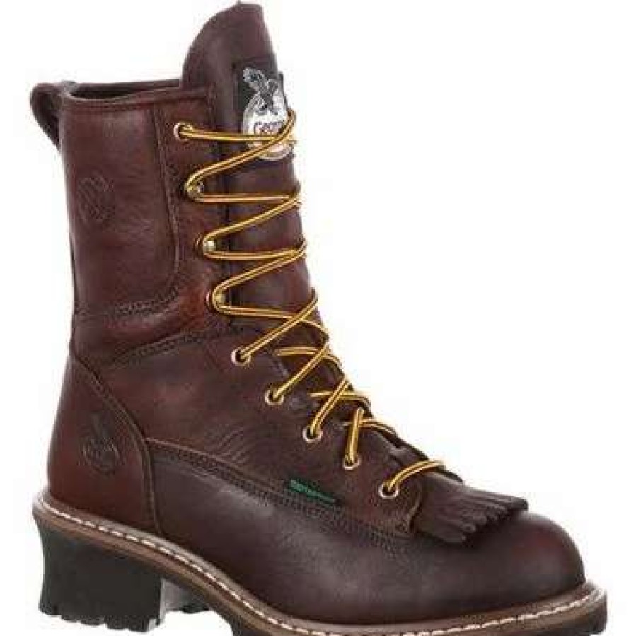 Footwear * | Men'S Georgia Steel Toe Waterproof Logger Boot Chocolate