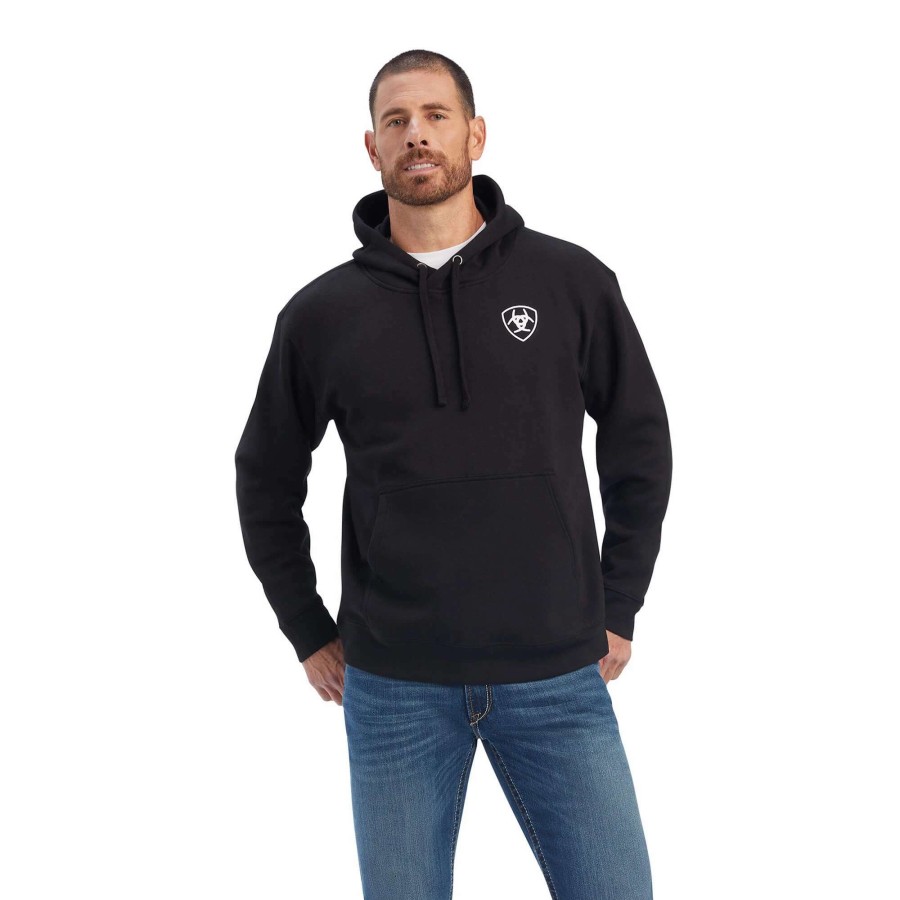 Men * | Ariat Americana Block Hoodie Black