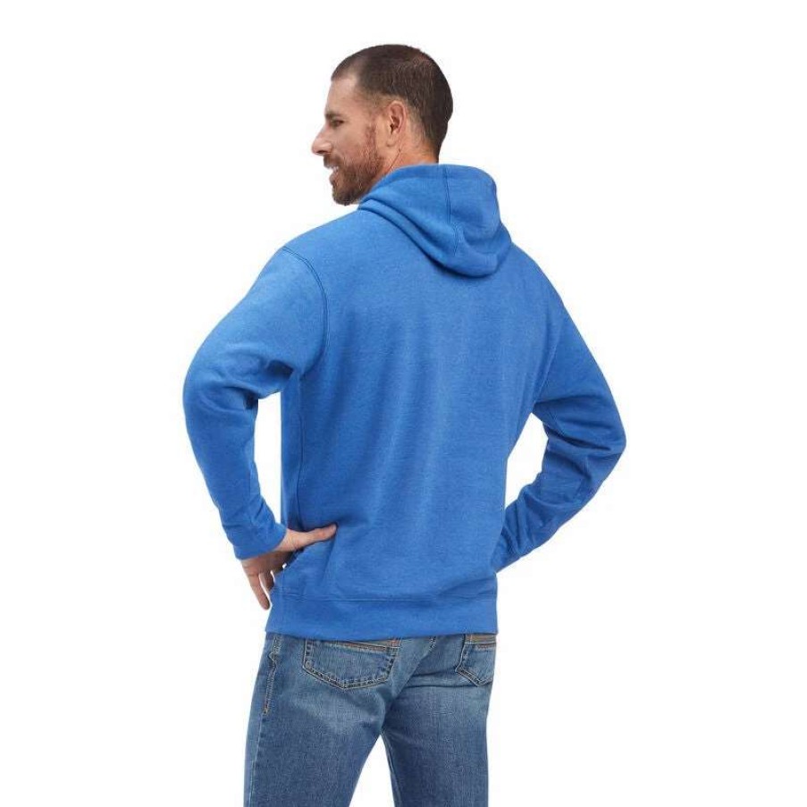 Men * | Ariat Land Of The Free Hoodie Classic Blue Heather