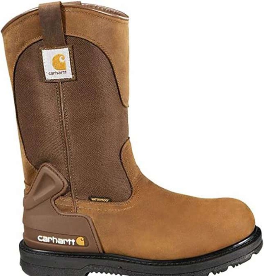 Footwear * | Men'S Carhartt 11-Inch Steel Toe Wellington Boot Bison Brown Oil Tan