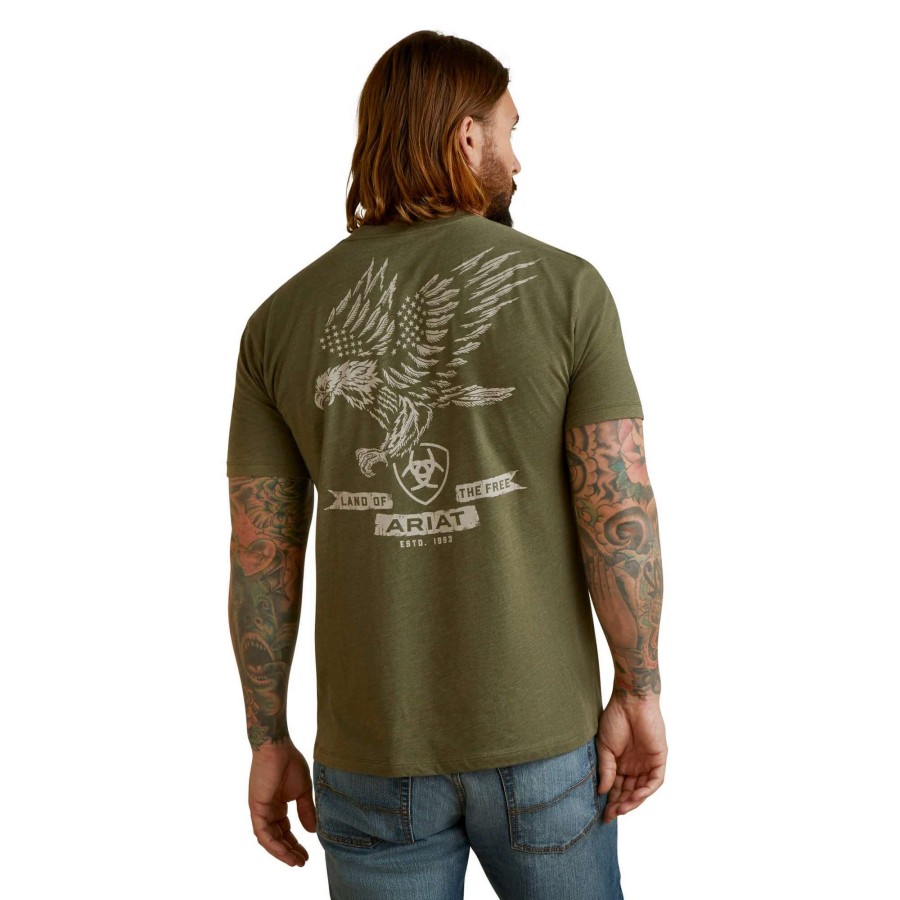 Men * | Ariat Fighting Eagle T-Shirt Military Heather