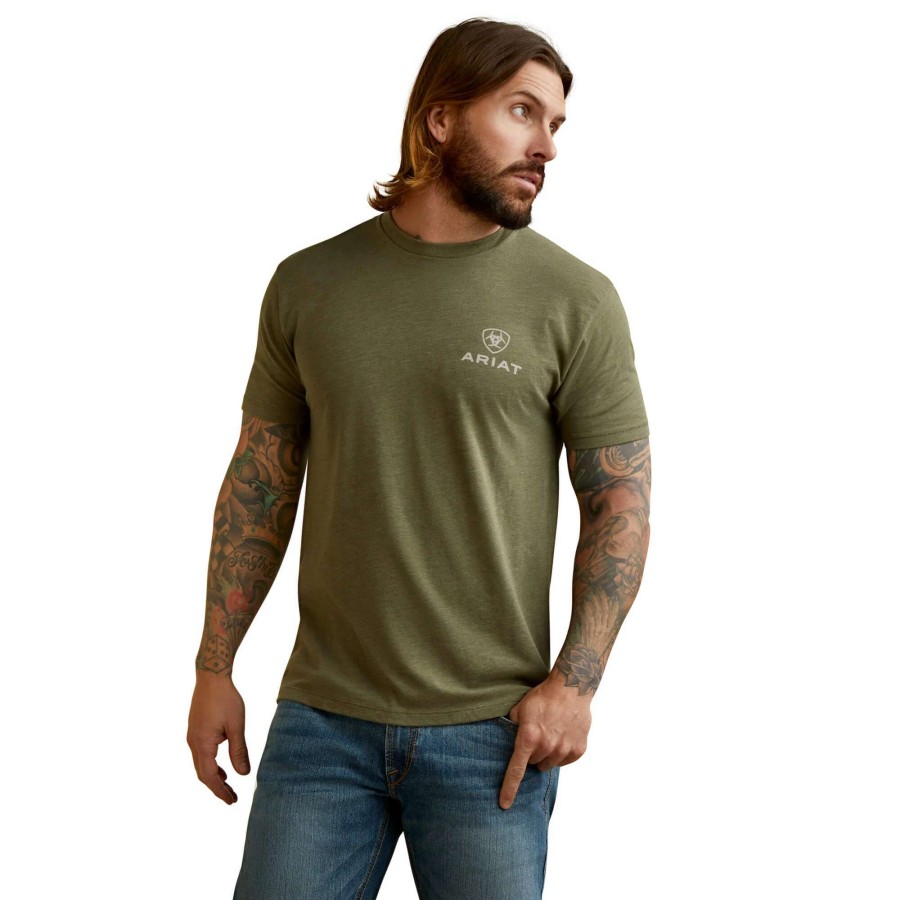 Men * | Ariat Fighting Eagle T-Shirt Military Heather