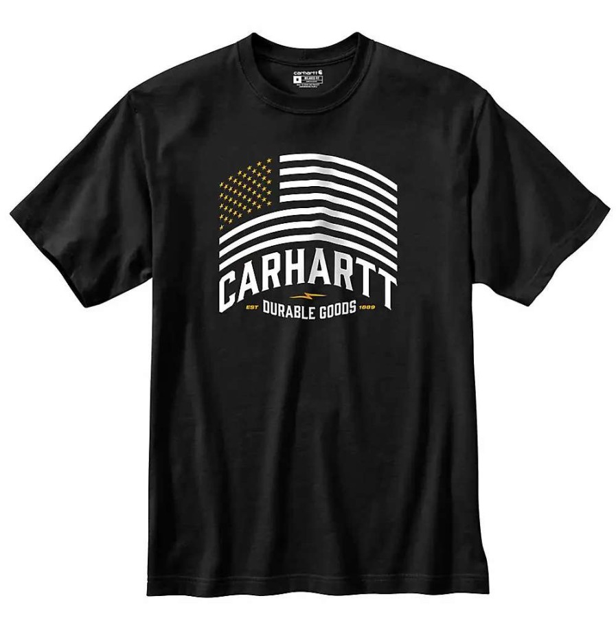 Men * | Carhartt Relaxed Fit Midweight Flag Graphic T-Shirt Black