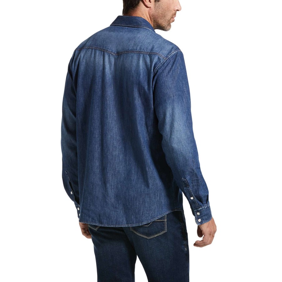 Men * | Ariat Retro Fit Denim Shirt Stone