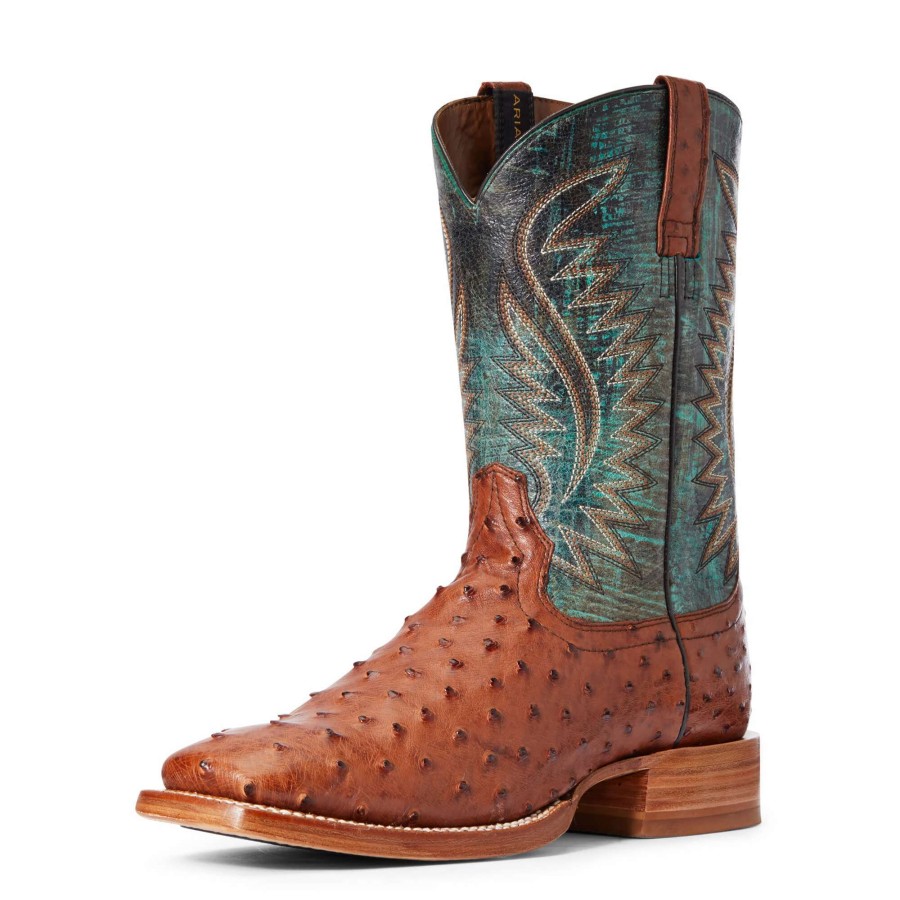 Footwear * | Ariat Men'S Gallup Western Boots Brandy Full Quill Ostrich