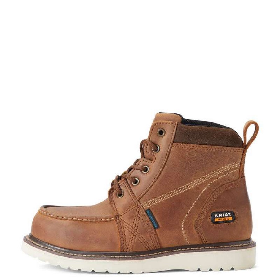 Footwear * | Ariat Women'S Rebar Wedge Moc Toe Waterproof Composite Toe Work Boot Aged Honey